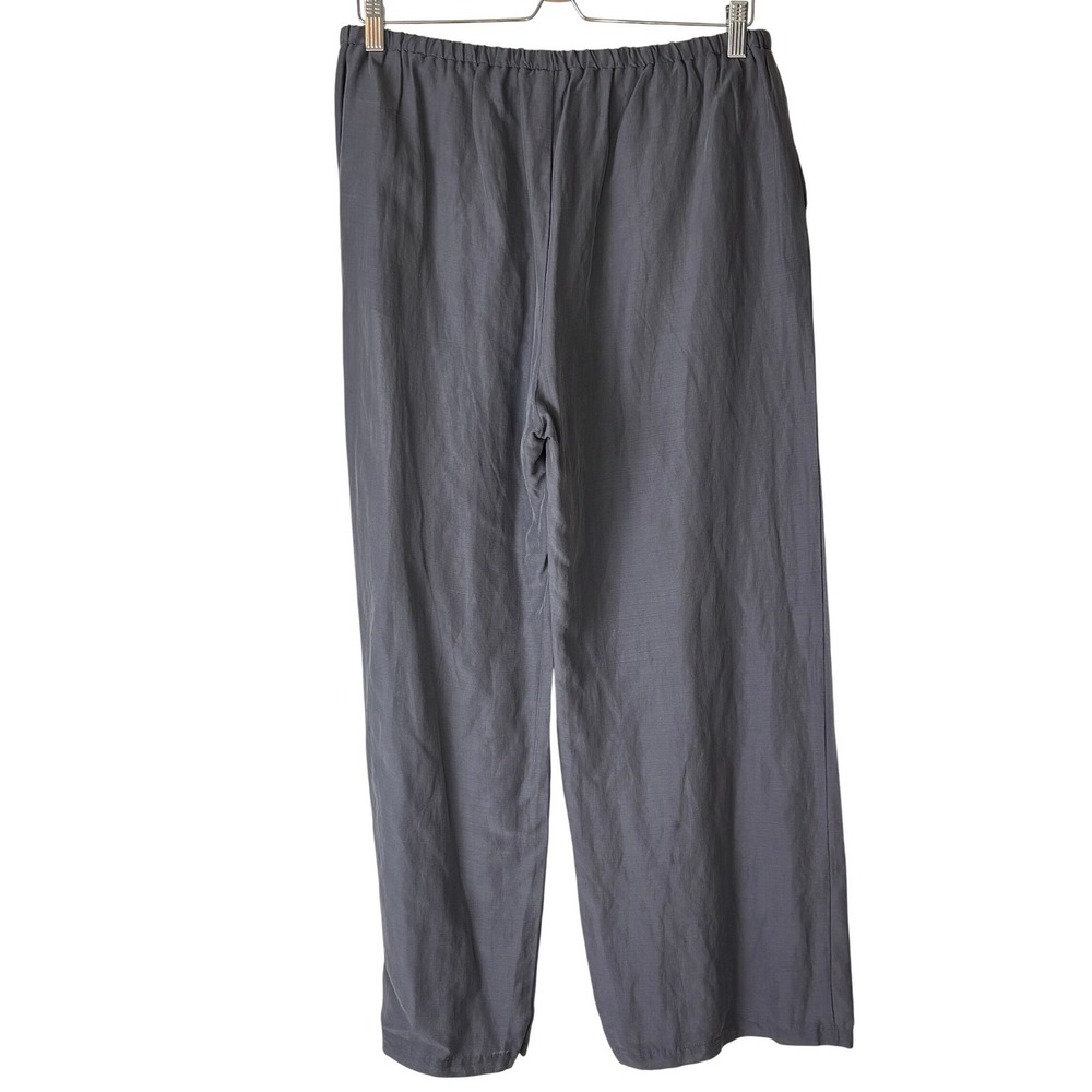 KristenseN DU NORD Wide Leg Pants Grey Designer Size 4 L XL‎ Silk Linen Luxury - Picture 5 of 9